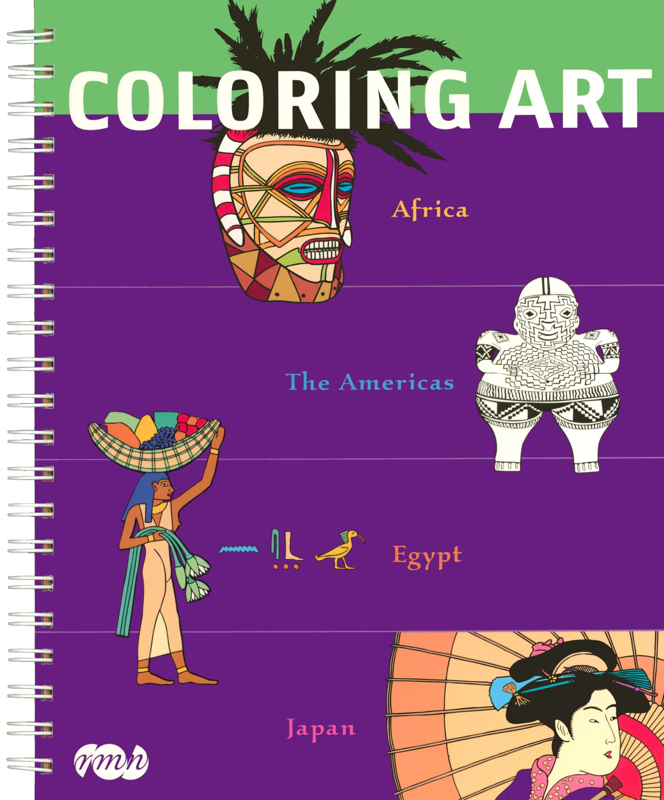 COLORING ART - AFRICA / THE AMERICAS / EGYPT / JAPAN (ANGLAIS) book