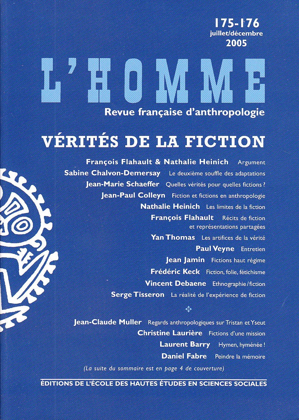 Revue L'Homme numéro 175-176 Vérités de la fiction - juillet/septembre 2005 Books
