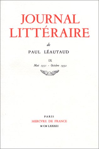 Journal littéraire, tome 9 : Mai 1931 - Octobre 1932 book