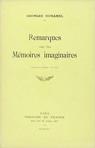 Remarques sur les mémoires imaginaires book