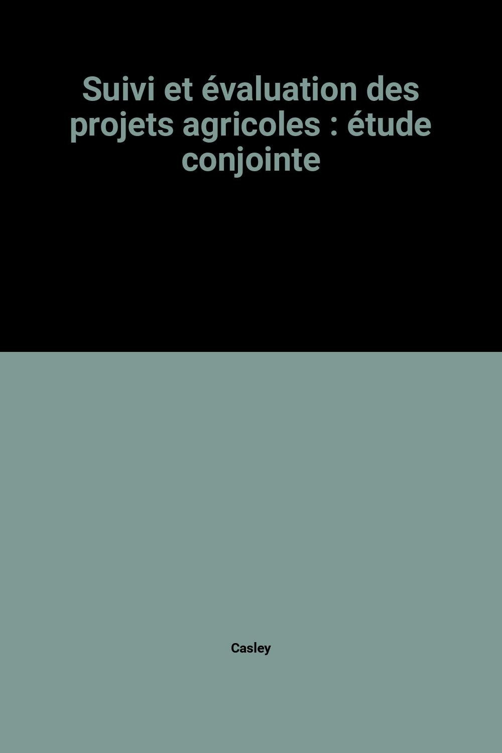 Suivi et évaluation des projets agricoles Books