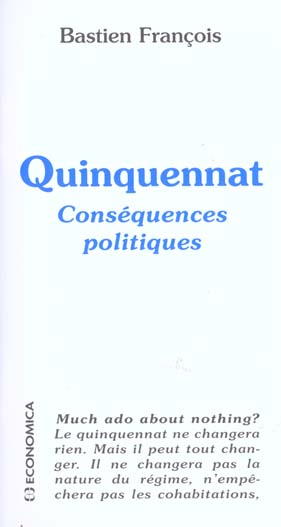 Quinquennat : conséquences politiques book
