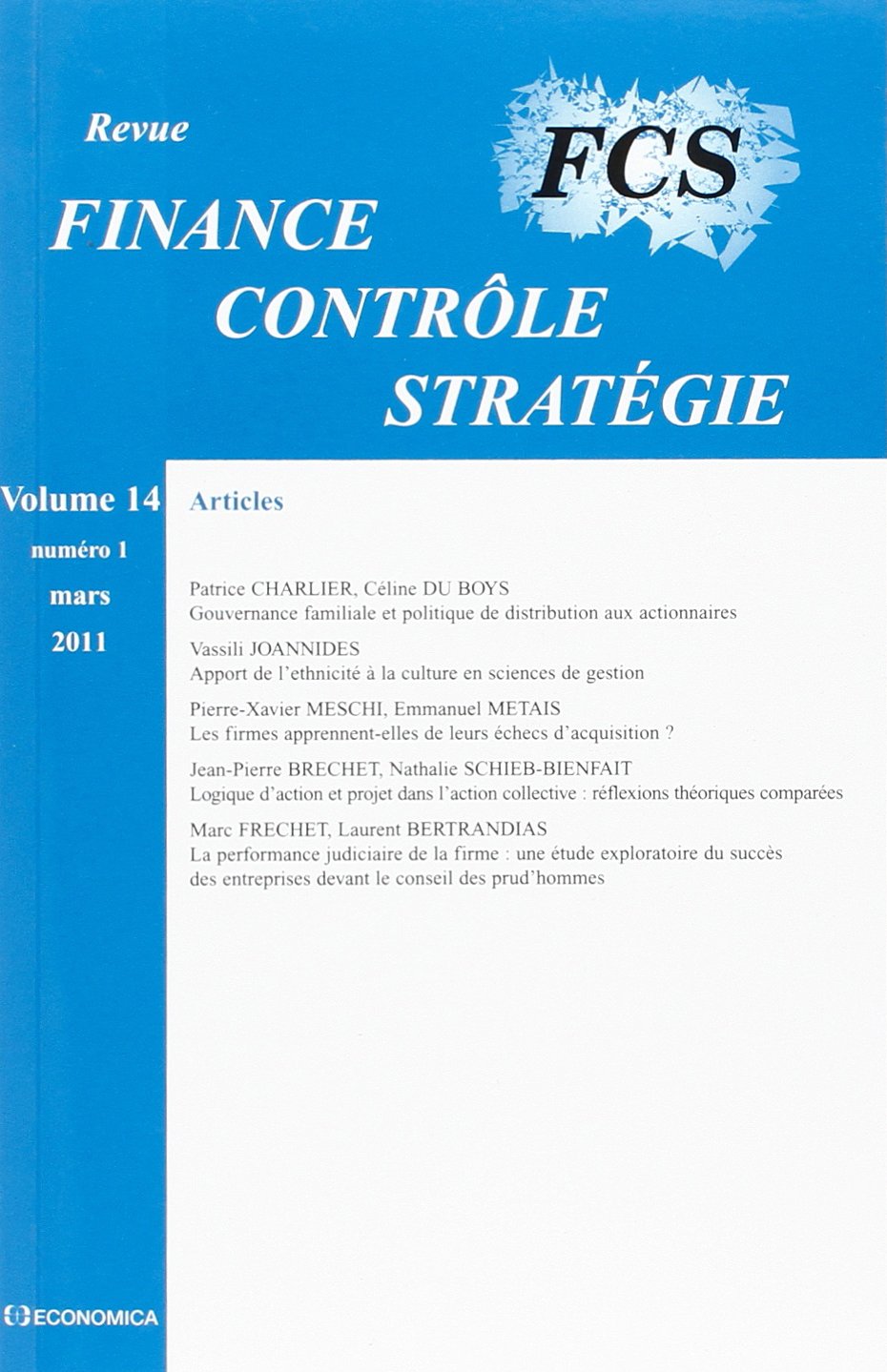 Finance Controle Strategie Vol 14 N.1 book