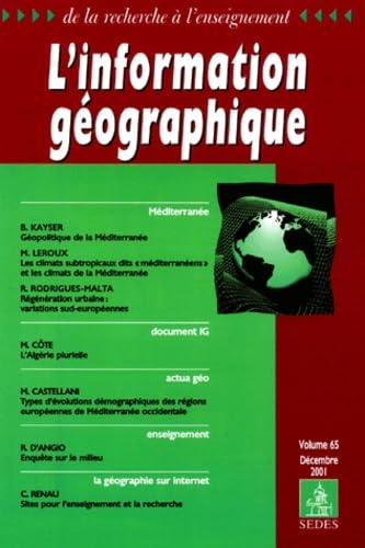 L'information géographique Volume 65 N° 4 Décembre 2001 book