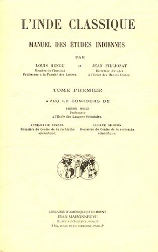 L'Inde classique : manuel des études indiennes. Vol. 1 Philosophy