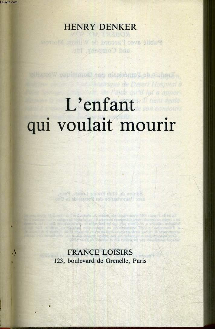 L'Enfant qui voulait mourir book
