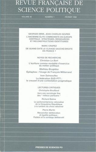 Revue française de science politique : Volume 48, numéro 1 book