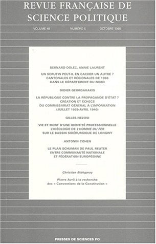 Revue française de science politique, Volume 48 N° 5, Octobre 1998 : book