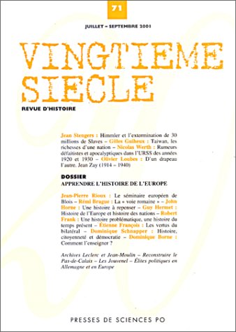 Vingtième siècle, n° 71. Apprendre l'histoire de l'Europe book