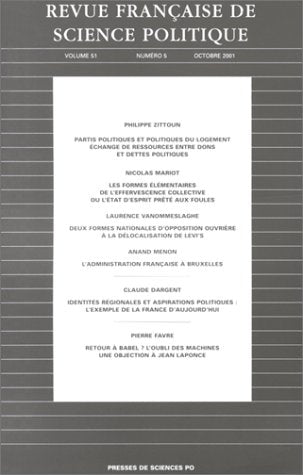 Revue française de science politique, n° 5 (2001) Books