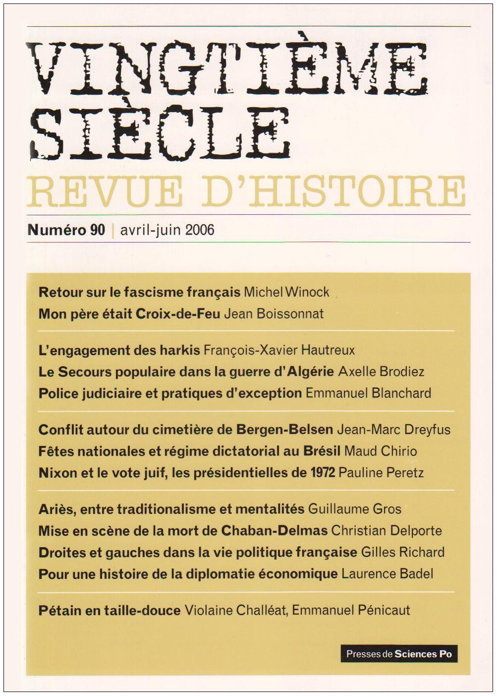 Vingtieme Siecle N90 Avril Juin 2006 - Varia book