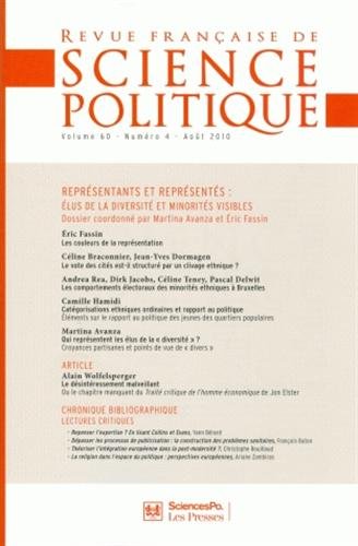 Revue française de science politique, n° 60. Représentants et représentés : élus de la diversité et minorités visibles Books