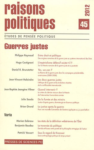 Raisons politiques, n° 45. Guerres justes book