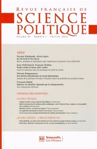 REVUE FRANCAISE DE SCIENCE POLITIQUE 63 T1 book