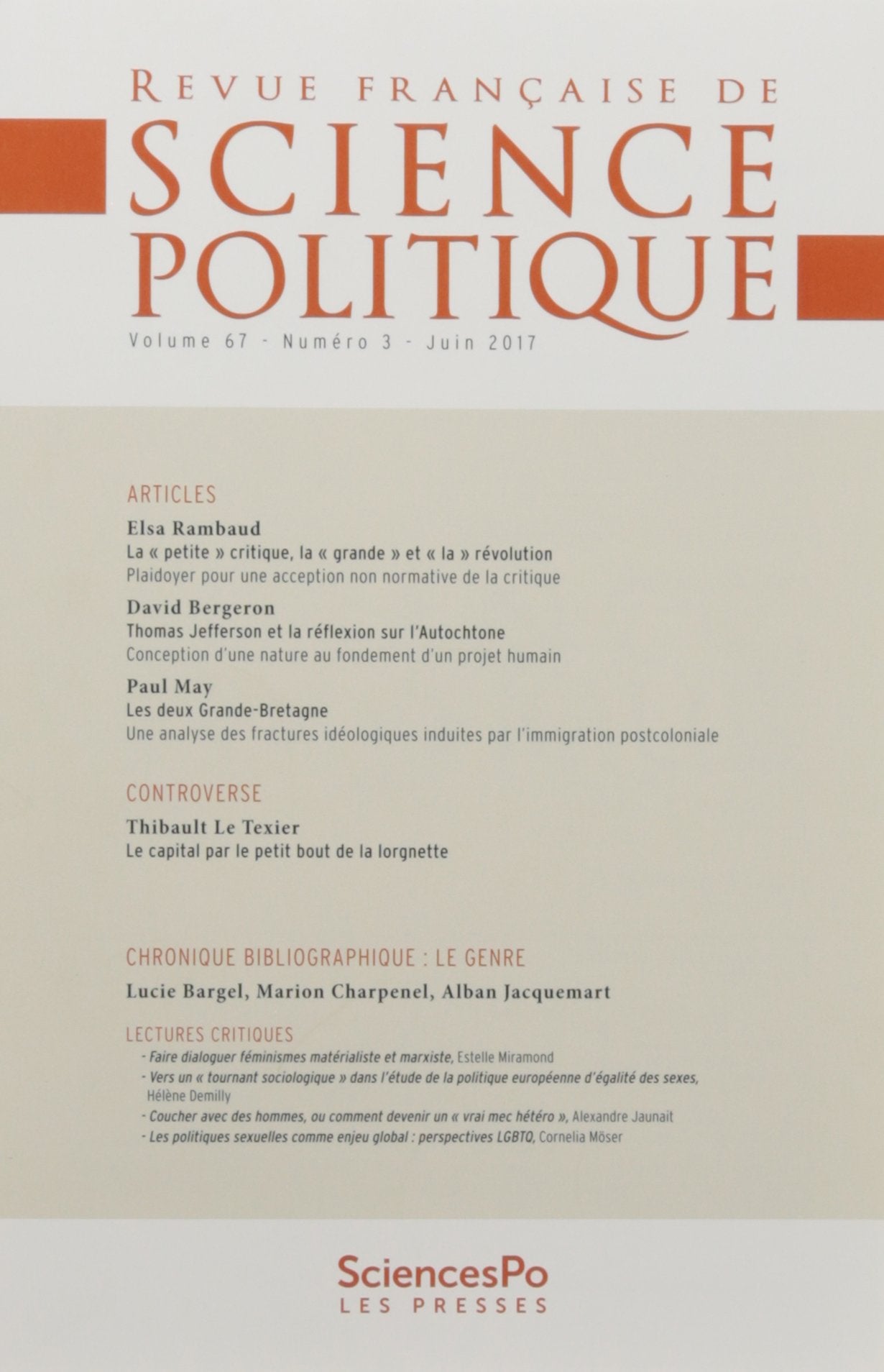 REVUE FRANÇAISE DE SCIENCE POLITIQUE 67 T3 book