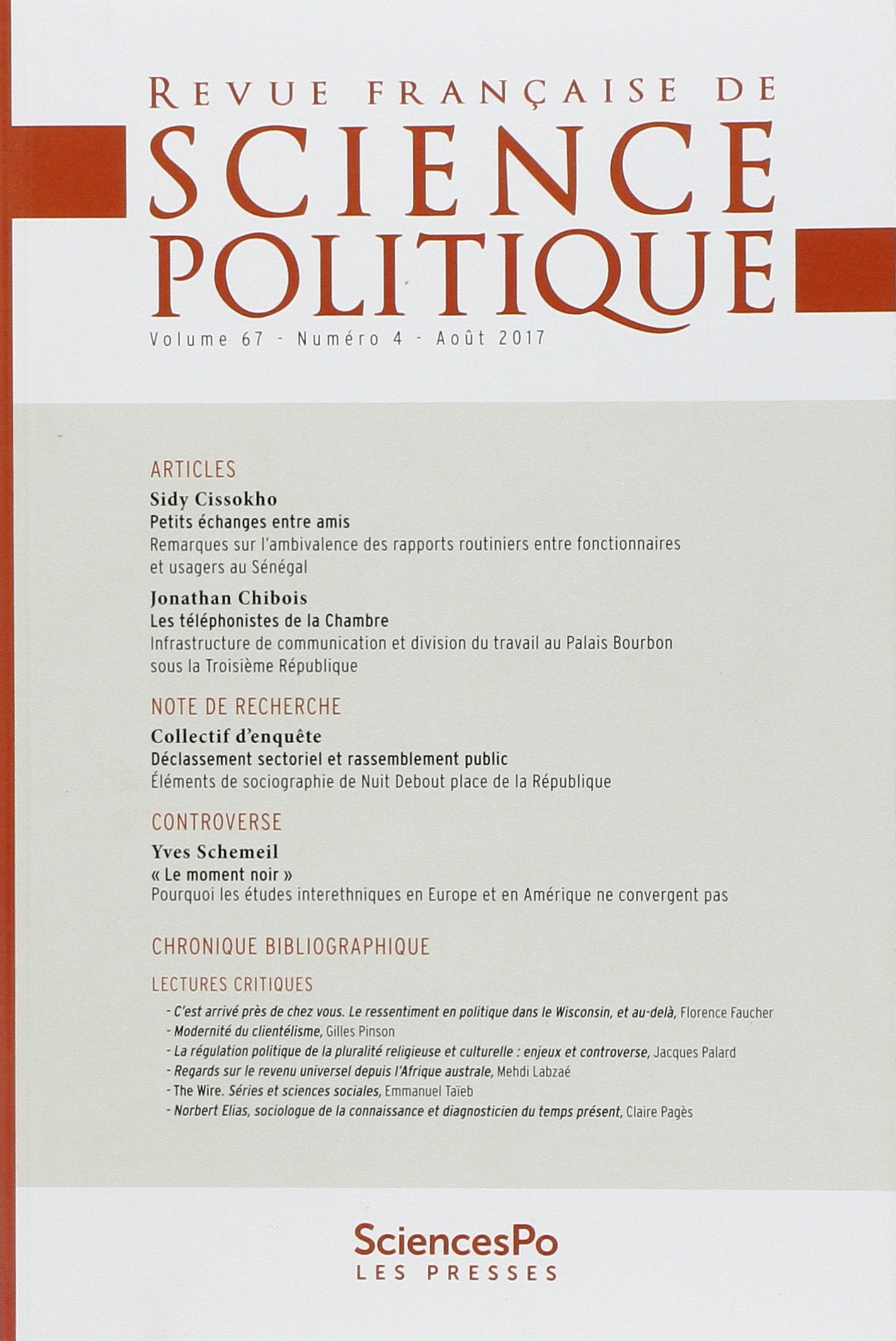 REVUE FRANÇAISE DE SCIENCE POLITIQUE 67 T4 book