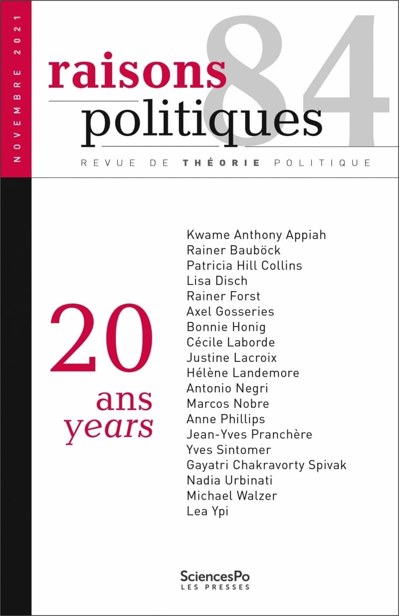 Raisons politiques 84, novembre 2021: 20 ans book