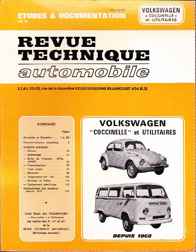 Etudes et Documentation de la Revue Technique automobile - Volkswagen "coccinelle" et utilitaires depuis 1968 book