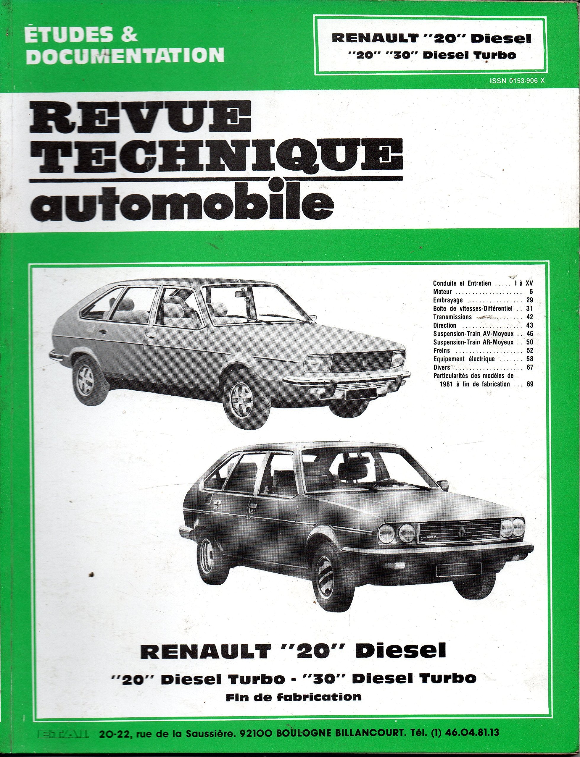 REVUE TECHNIQUE AUTOMOBILE N° 4092 RENAULT 20 DIESEL / 20 ET 30 DIESEL TURBO Books