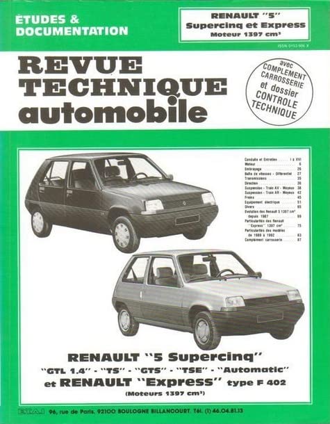 Revue technique de l'Automobile numéro 458.3 : Renault Supercinq et express avec un moteur 1397 book