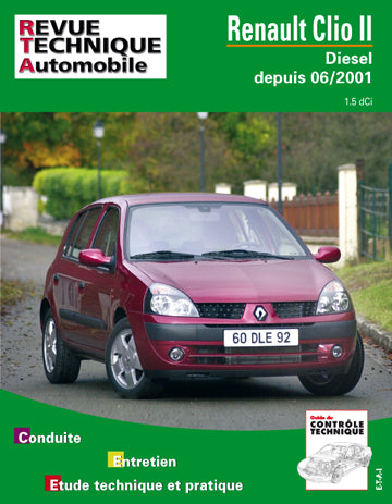 Revue technique automobile, n° 624.2. Renault Clio II diesel phase 1 03/98 à 06/01 book