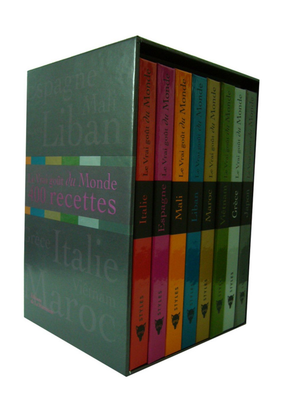 Le vrai goût du Monde, 400 recettes : Coffret 8 volumes, Italie ; Espagne ; Mali ; Liban ; Maroc ; Viêtnam ; Grece ; Japon Books