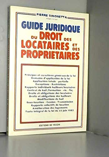 Guide juridique du droit des locataires et des propriétaires book