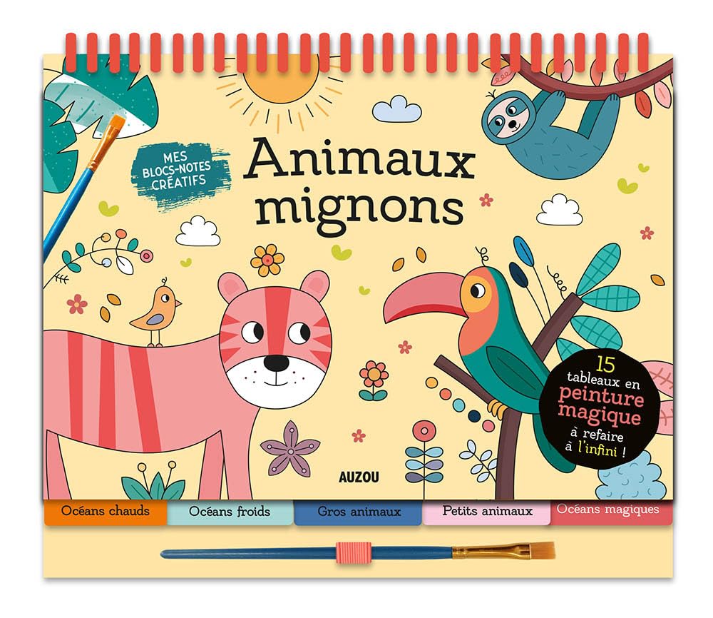 MES BLOCS-NOTES CRÉATIFS - ANIMAUX MIGNONS: 15 tableaux en peinture magique à refaire à l'infini ! Avec un pinceau Tiptoi & Games