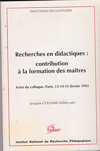 Recherches en didactiques. Contribution à la formation des maîtres book