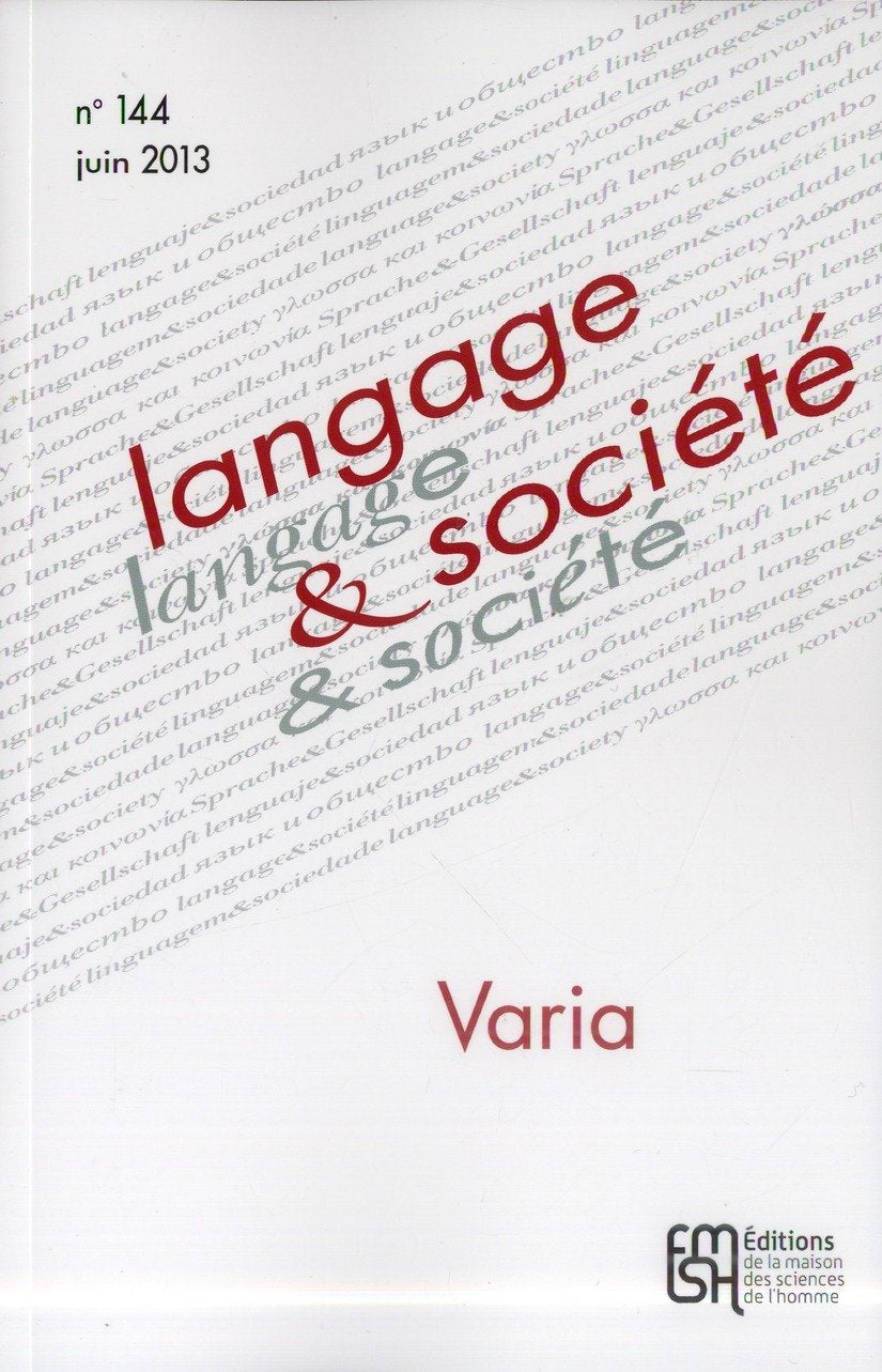 Langage & société, N° 144, Juin 2013 : Varia book