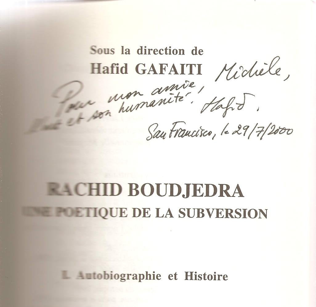 Rachid boudjedra (1) une poetique de lka subversion: Autobiographie et Histoire Contemporary literature