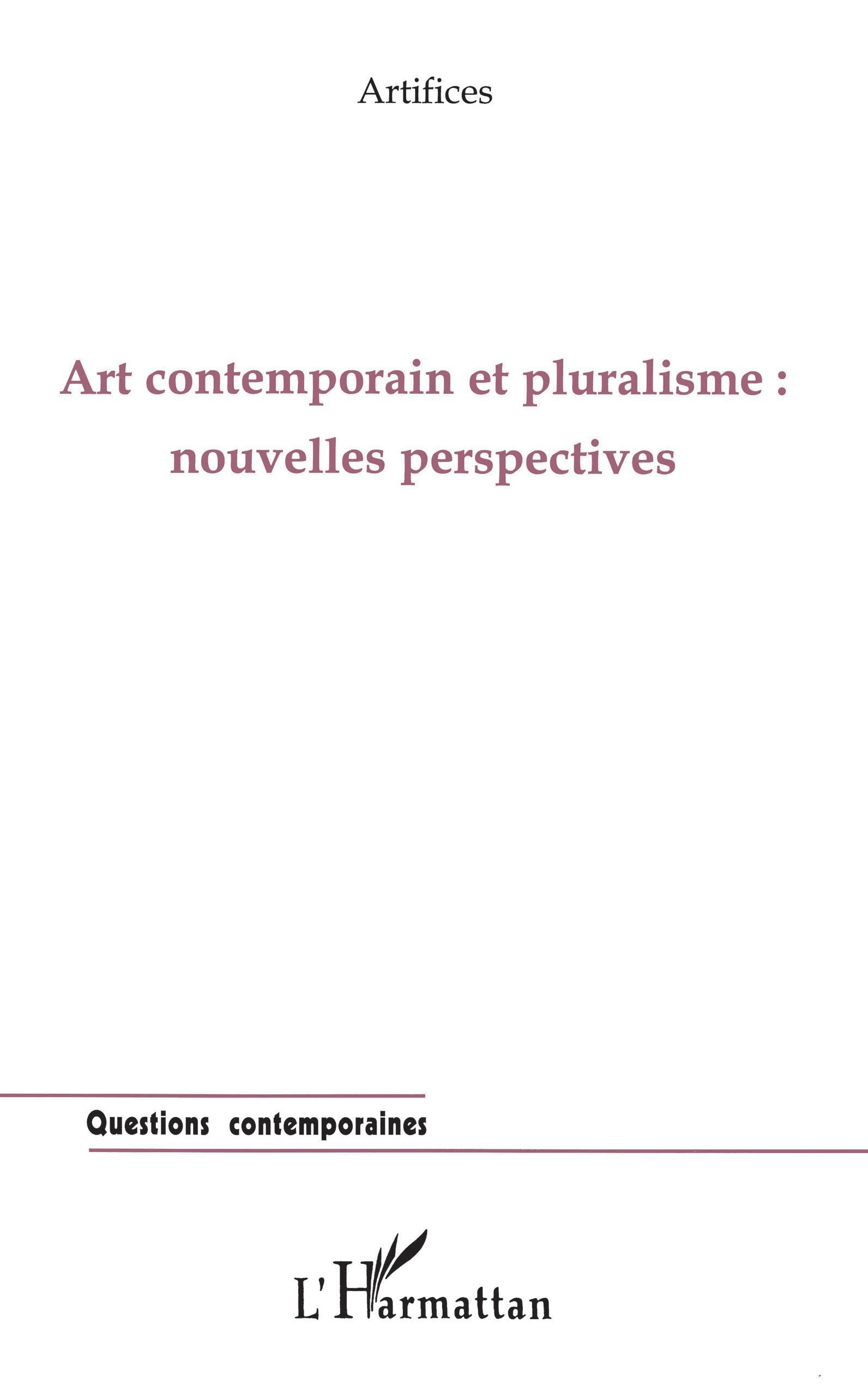 Art contemporain et pluralisme : nouvelles perspectives book