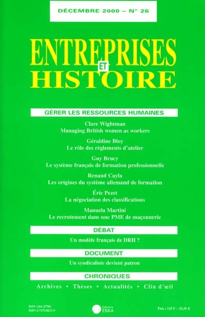 Product Image: Entreprises et histoire, n° 26