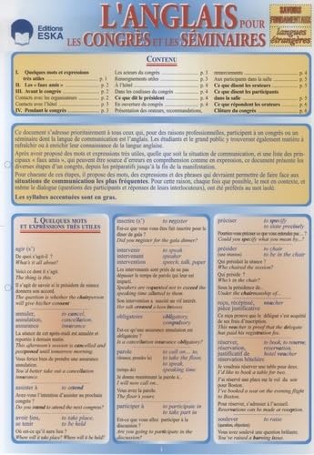 L'ANGLAIS POUR LES CONGRES ET SEMINAIRES-FICHE SF LANGUES ETRANGERE book