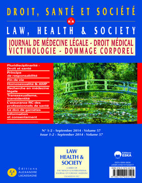 Journal de médecine légale, droit médical, victimologie, dommage corporel, n° 57-1-2. La pluridisciplinarité avec le droit au service de la santé Law