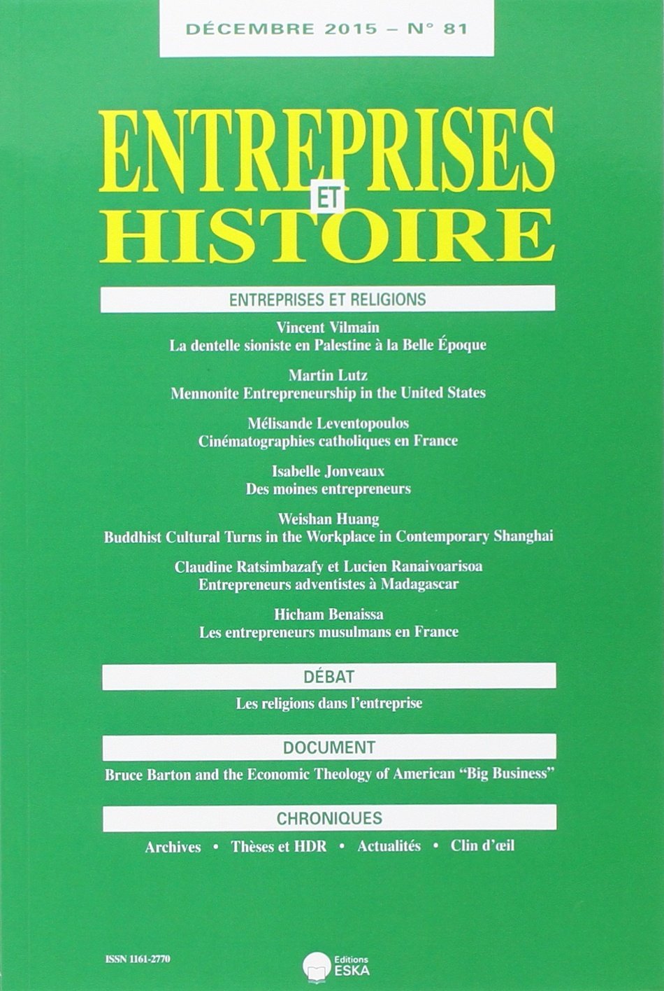 ENTREPRISES ET HISTOIRE 81 DECEMBRE 2015 book