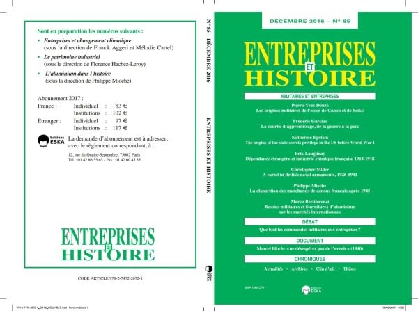 ENTREPRISES ET HISTOIRE 85 DECEMBRE 2016: MILITAIRES ET ENTREPRISES book
