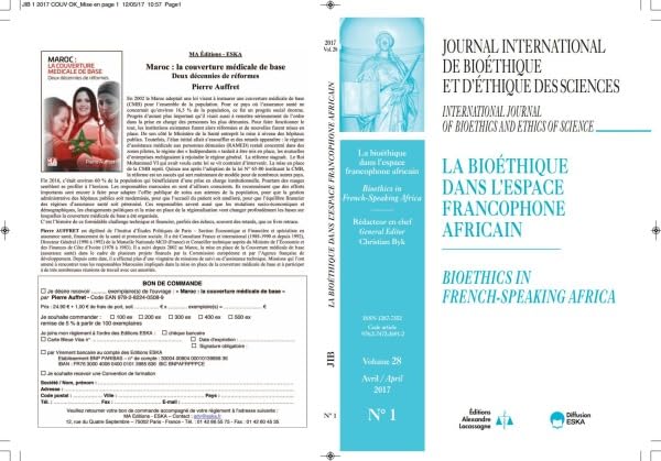 REVUE JIB VOL 28 N1 2017: LA BIOETHIQUE DANS L'ESPACE FRANCOPHONE AFRICAIN book