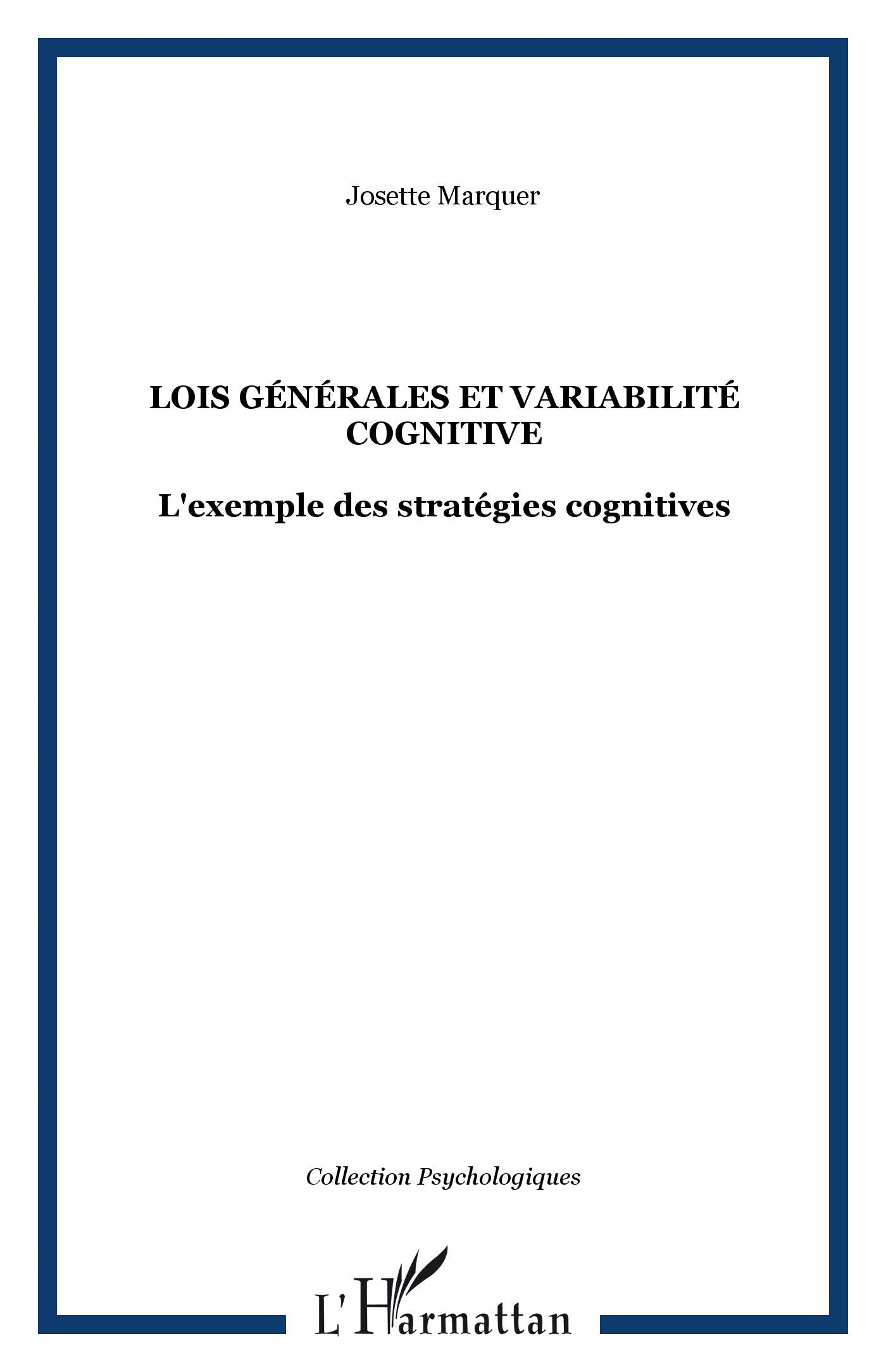 Lois générales et variabilité des mesures en psychologie cognitive book