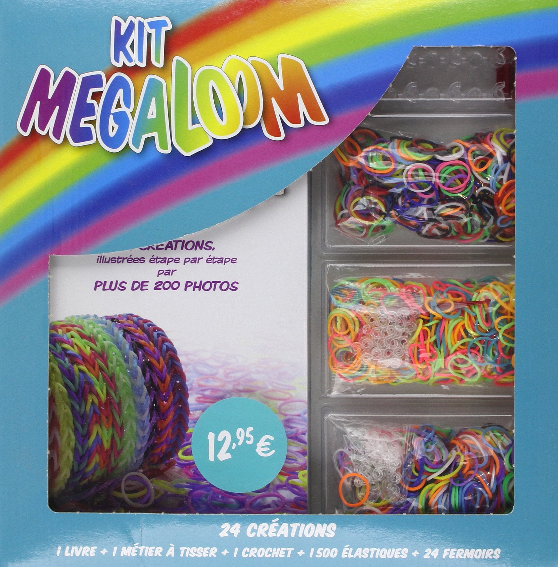 Kit mégaloom: 1 métier à tisser, 1500 élastiques, 24 fermoirs et 1 crochet Non-fiction
