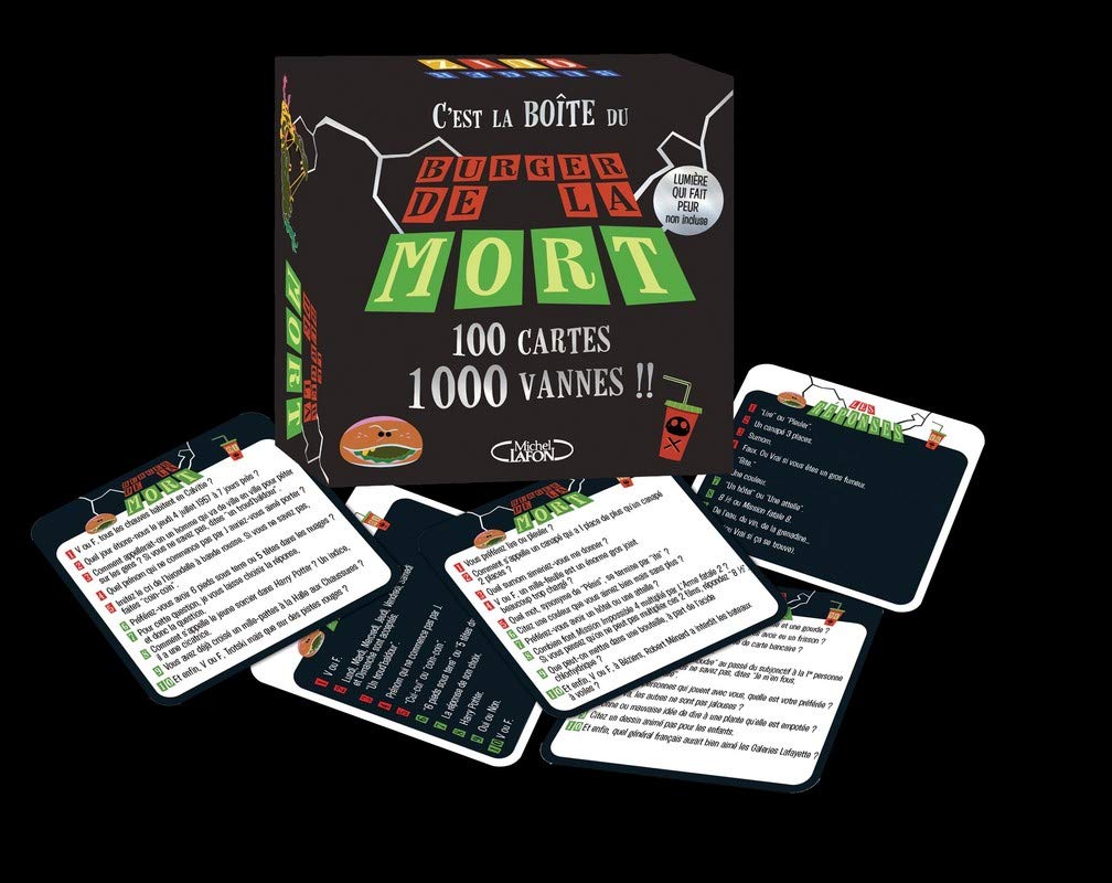 C'est la boîte du "Burger de la mort": 100 cartes, 1000 vannes !! Leisure & Fun