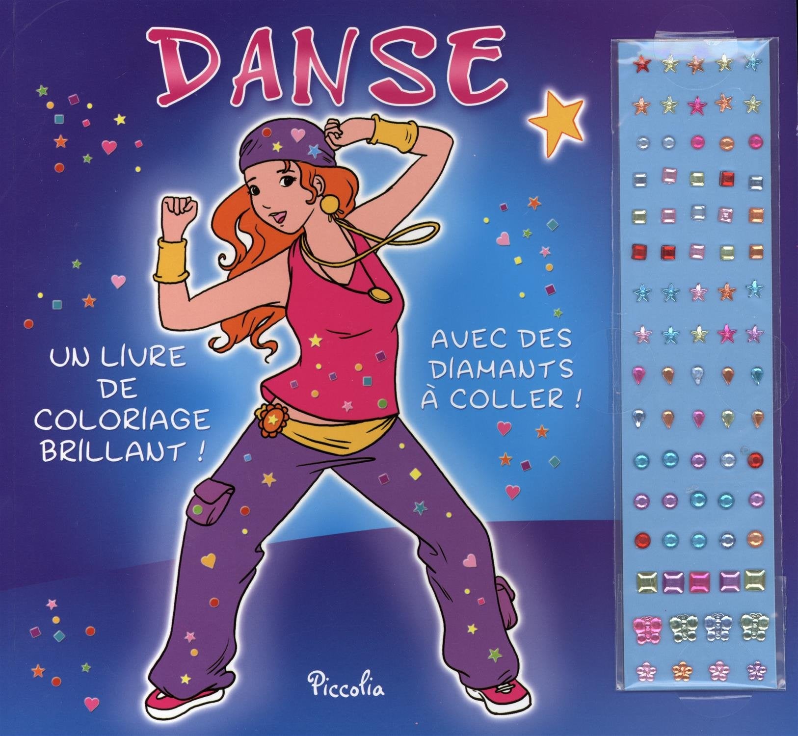 Danse: Un livre de coloriage brillant avec des diamants à coller ! Books