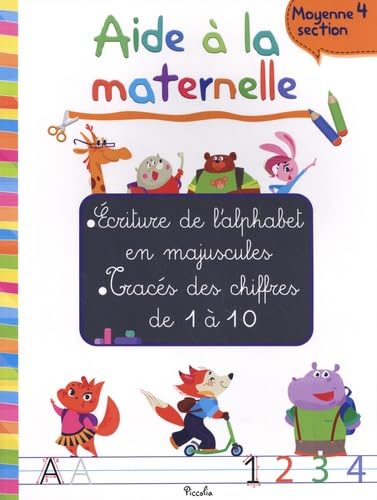 4+ Aide à la maternelle Ecriture de l'alphabet en majuscules, tracés des chiffres de 1 à 10 book
