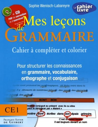 Mes leçons de Grammaire CE1: Cahier à compléter et colorier pour structurer les connaissances en grammaire, vocabulaire, orthographe, conjugaison book
