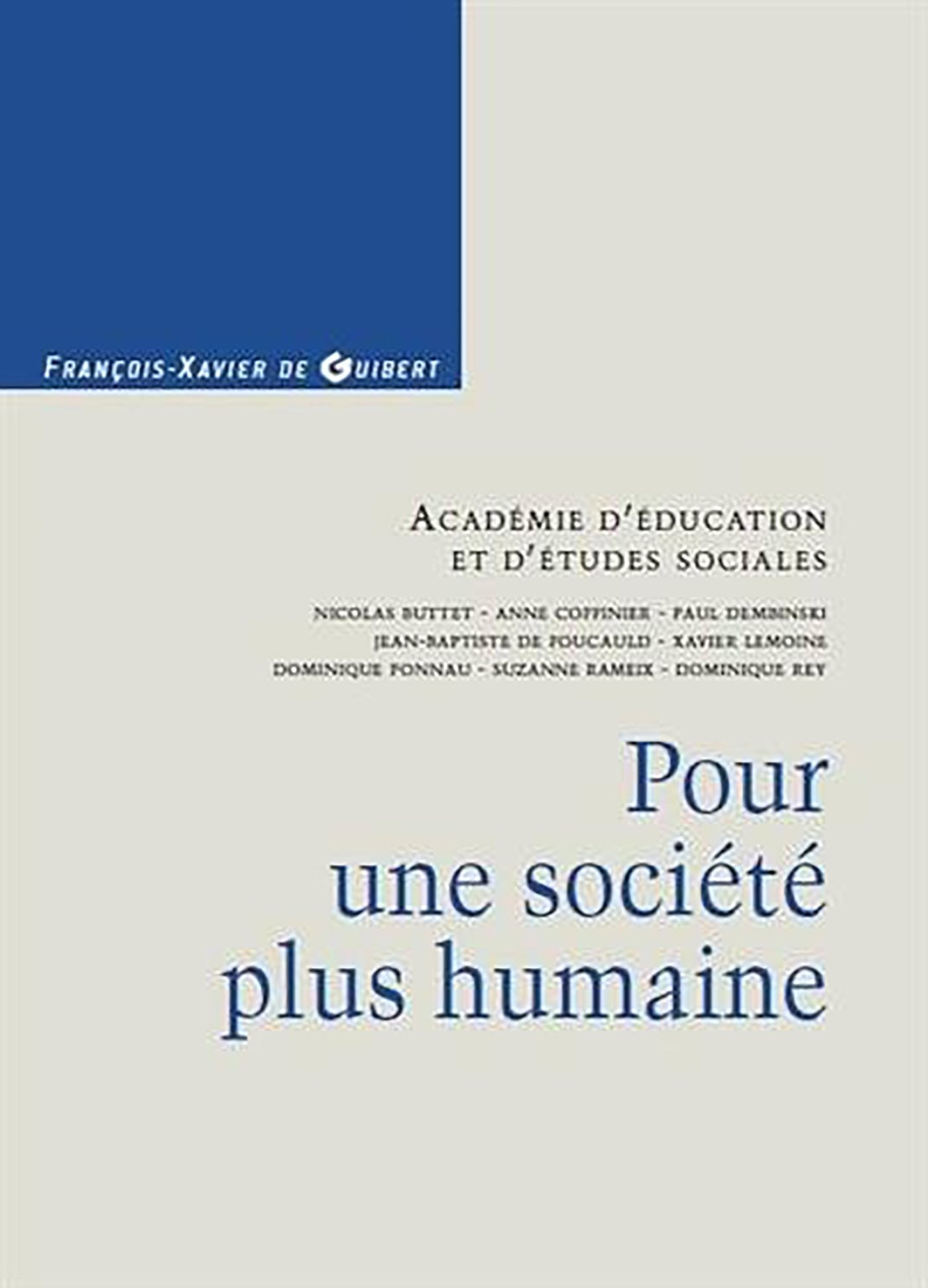 Pour une société plus humaine book