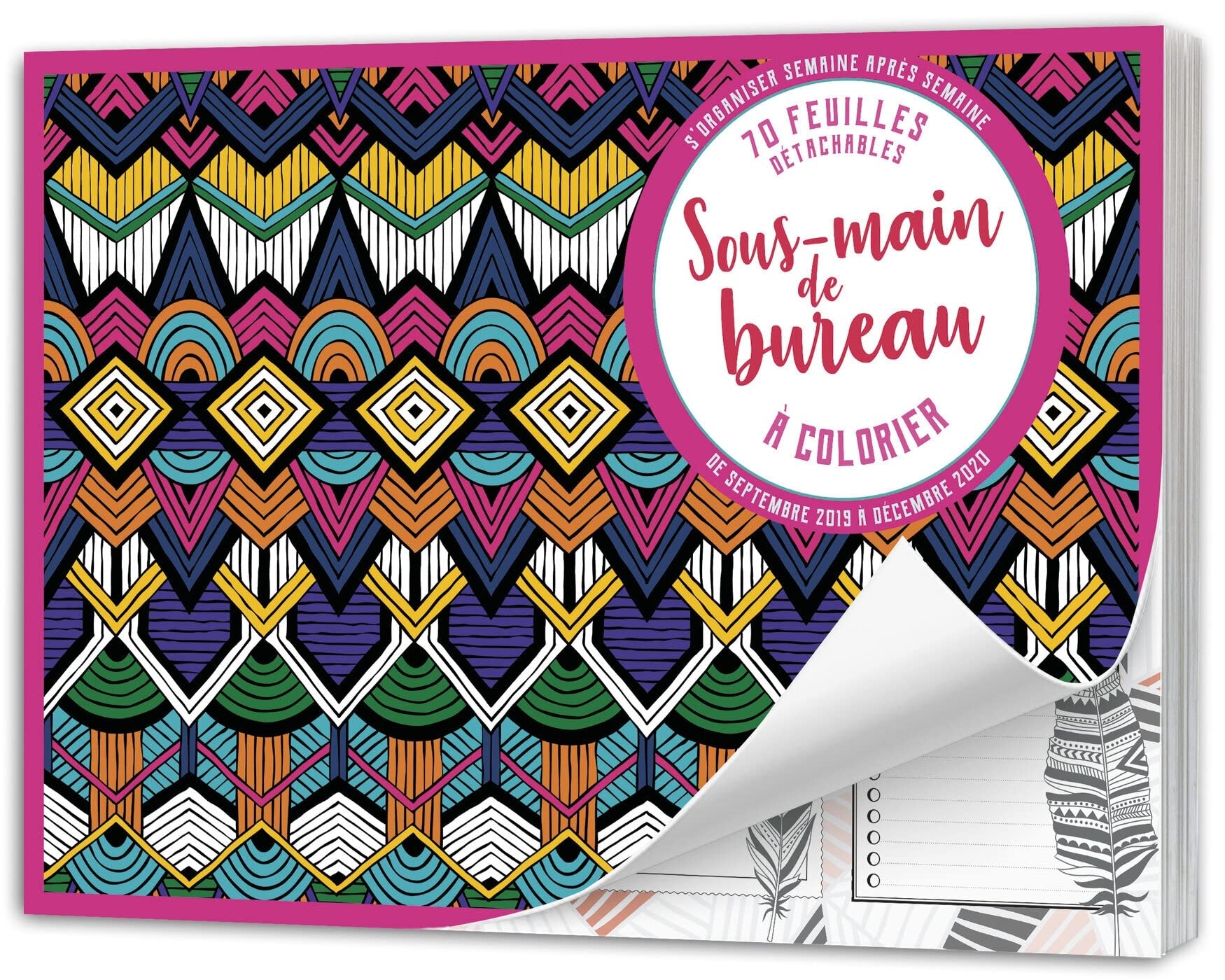 Sous-main de bureau A colorier s'organiser semaine après semaine de Septembre 2019 à Décembre 2020 book