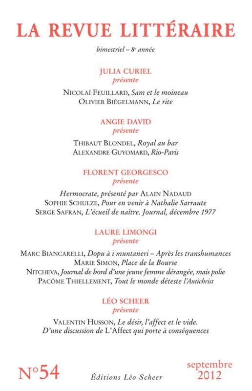 La Revue Littéraire, N°54, septembre 2012 book