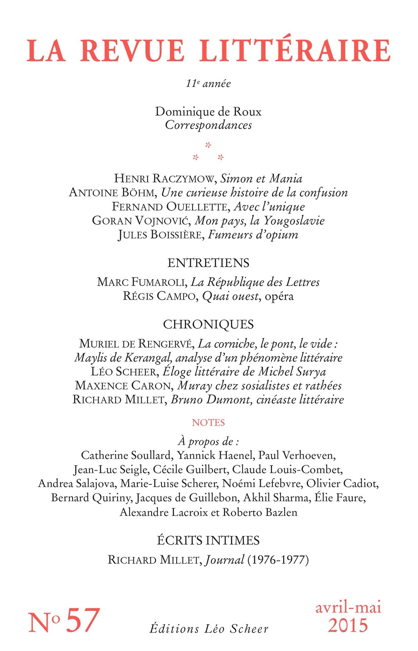 La Revue Littéraire, N°57, avril-mai 2015 book