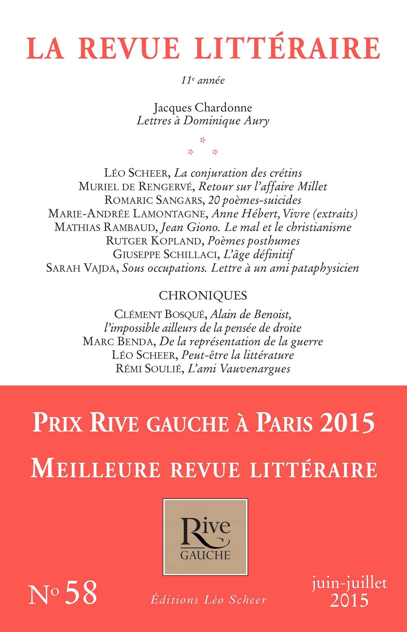La Revue Littéraire, N°58, juin-juillet 2015 book