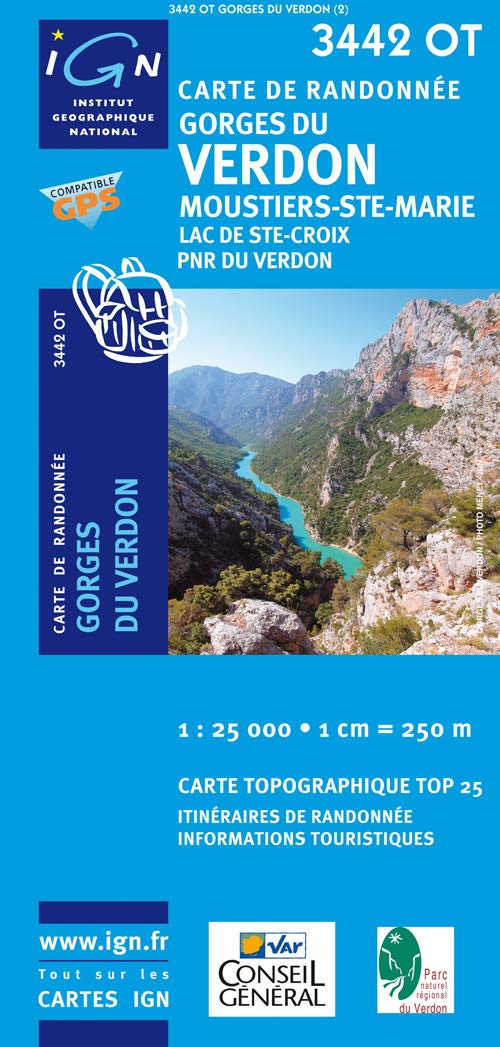 Gorges du Verdon / Moustiers-Ste-Marie /Lac de Ste-Croix gps (3442OT) (TOP 25) Geology & Geography
